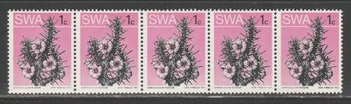SWA 1973 1c SUCCULENT MNH COIL STRIP OF 5