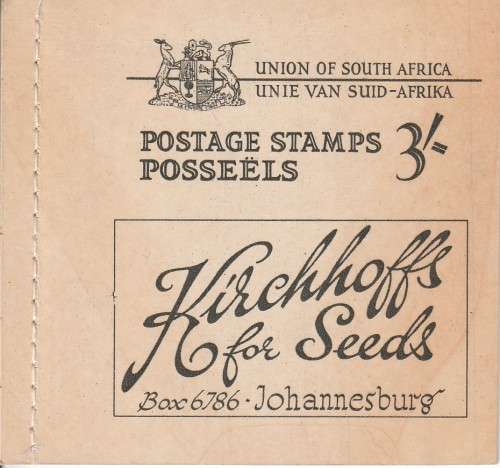 UNION SA 1948 3` KIRCHHOFFS BOOKLET #20 ALL PANES WITH REGISTREER WARDEVOLLE BRIEWE SLOGANS