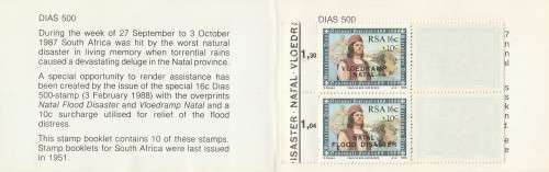 RSA 1988 DIAS NATAL FLOOD BOOKLET WITH CXD PAIR ON FRONT