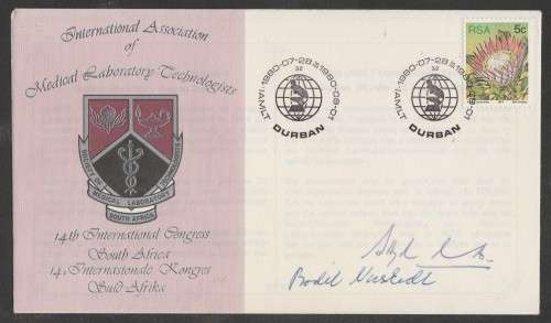 RSA 1980 MEDICAL LAB TECH CONGRESS COM COVER SIGNED BY 2