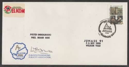 RSA 1991 WELKOM COM COVER POSTED UNDERGROUND AND SIGNED PUBLICITY ASSOC