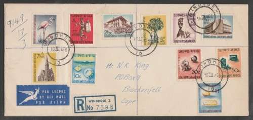 SWA 1966 DECIMAL DEFS ON REG AIRMAIL COVER WITH WINDHOEK D/S 16/3/66