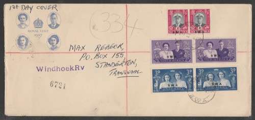 SWA 1947 ROYAL VISIT REG ILLUSTRATED PRIVATE FDC ADDRESSED TO STANDERTON