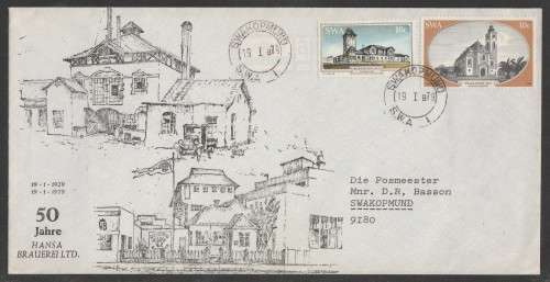 SWA 1979 50 YEARS HANS A BRAUEREI LTD COM COVER SWAKOPMUND D/S 11/1/79