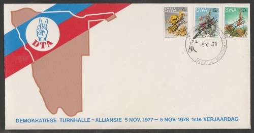 SWA 1978 DEMOCRATIC TURNHALLE ALLIANCE COM COVER 5/11/78 WITH ENGLISH 10c