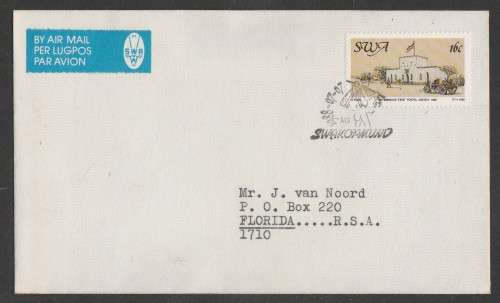 SWA 1988 POSTAL SERVICES AIRMAIL PRIVATE FDC WITH SPEC SWAKOPMUND D/S 7/7/88