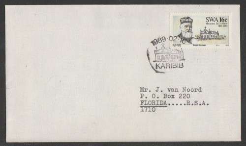 SWA 1989 GERMAN MISSIONARIES PRIVATE FDC WITH SPEC KARIBIB D/S 16/2/89