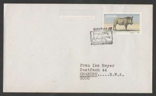 SWA 1987 16c WARTHOG DEFINITIVE PRIVATE FDC WITH SPEC OTJIWARONGO D/S 2/4/87