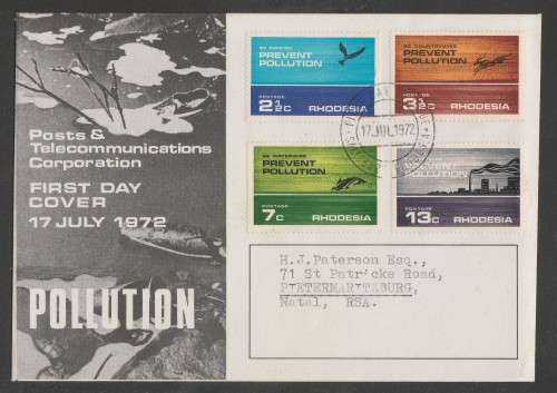 RHODESIA 1972 POLLUTION OFFICIAL FDC