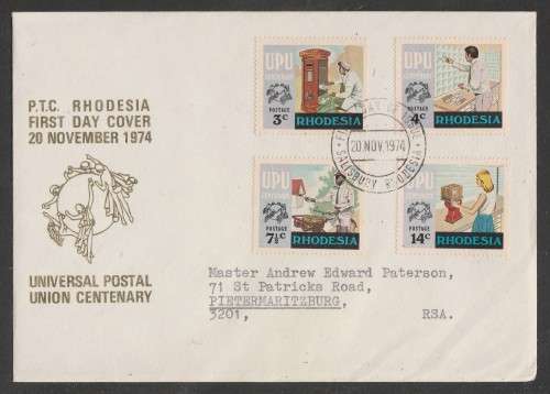 RHODESIA 1974 UPU CENTENARY OFFICIAL FDC
