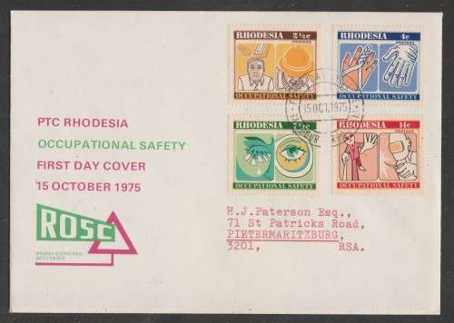 RHODESIA 1975 OCCUPATIONAL SAFETY OFFICIAL FDC