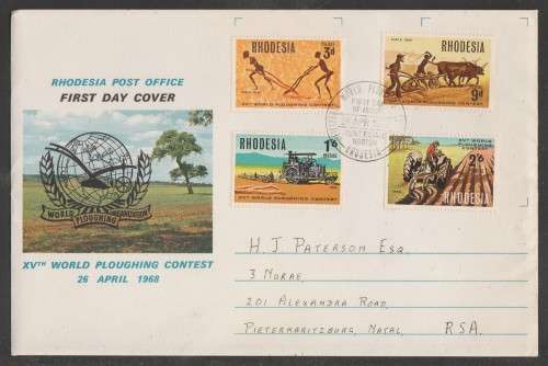 RHODESIA 1968 15TH WORLD PLOUGHING CONTEST KENT ESTATE OFFICIAL FDC