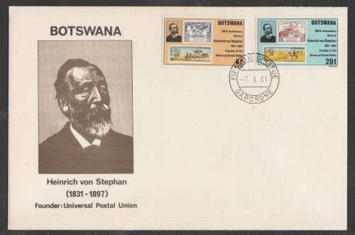 BOTSWANA 1981 HEINRICH VON STEPHAN OFFICIAL FDC