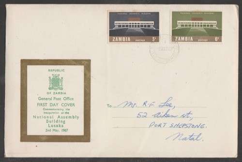 ZAMBIA 1967 NATIONAL ASSEMBLY BUILDING OFFICIAL FDC
