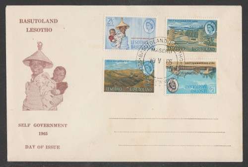 LESOTHO 1965 SELF GOVERNMENT OFFICIAL FDC - 12 1/2c INVERTED