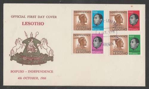 LESOTHO 1966 INDEPENDENCE OFFICIAL FDC