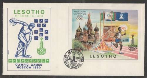 LESOTHO 1980 OLYMPIC GAMES MOSCOW M/S OFFICIAL FDC