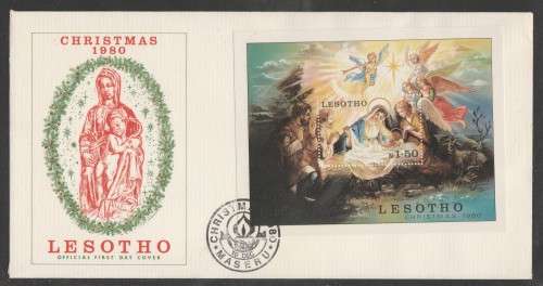 LESOTHO 1980 CHRISTMAS M/S OFFICIAL FDC