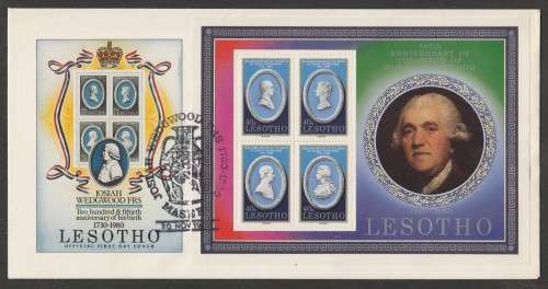 LESOTHO 1980 JOSIAH WEDGWOOD M/S OFFICIAL FDC