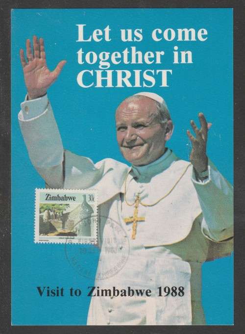ZIMBABWE 1988 VISIT OF POPE POSTCARD