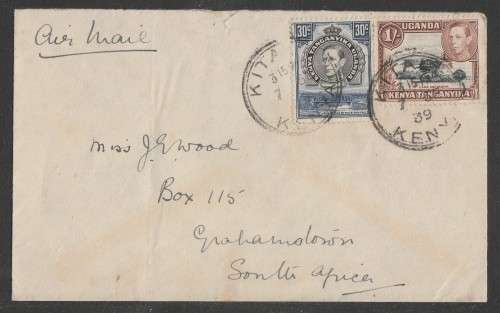 KENYA 1939 AIRMAIL COVER TO SA