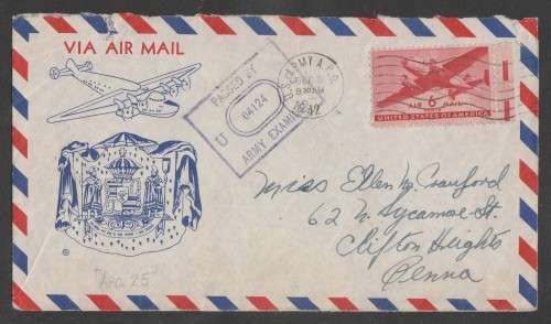 CENSOR MAIL - 1942 WWII COVER USA STAMP TO CLIFTON HEIGHTS USA
