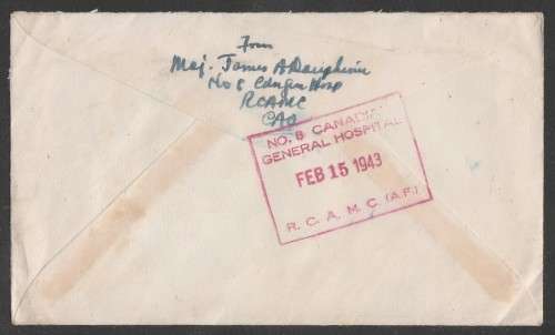 CENSOR MAIL - 1943 WWII COVER POSTAGE FREE FPO TO CANADA