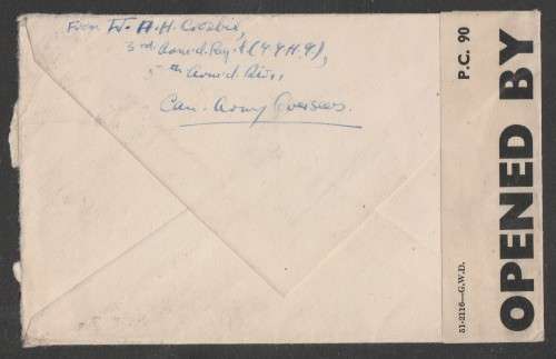 CENSOR MAIL - 1942 WWII COVER POSTAGE FREE AFV SCHOOL DORSET TO CANADA
