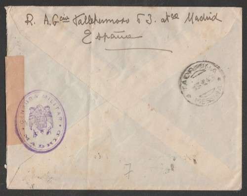 CENSOR MAIL - 1940`s WWII COVER SPANISH STAMPS TO ITALY