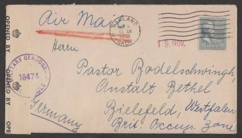 CENSOR MAIL - 1946 POST WWII OCCUPATION COVER USA STAMP TO WESTFALEN GERMANY
