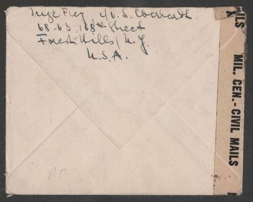CENSOR MAIL - 1947 POST WWII OCCUPATION COVER USA STAMPS FLUSHING TO BAVARIA GERMANY