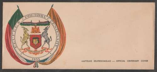 UNION SA 1955 PRETORIA CENTENARY UNSERVICED FDC