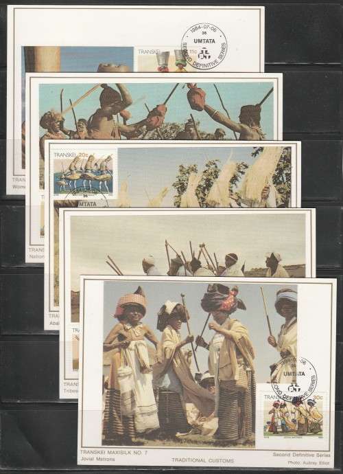 TRANSKEI 1984 TRADITIONAL CUSTOMS SET OF 18 LIMITED EDITION MAXISILK CARDS