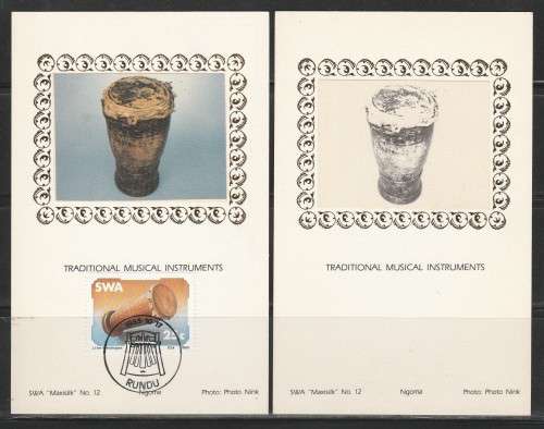 SWA 1985 MUSICAL INSTRUMENTS 25c MAXISILK CARD WITH MONOCHROME PROOF