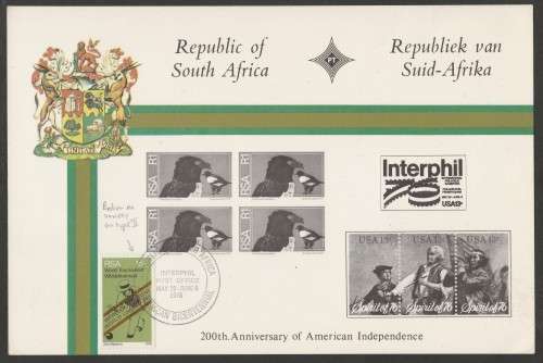 RSA 1976 INTERPHIL PHILADELPHIA SOUVENIR CARD - DETAILS AS BELOW