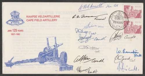 MILITARY COM COVER - 1982 125 YEARS CAPE FIELD ARTILLERY SIGNED BY 12