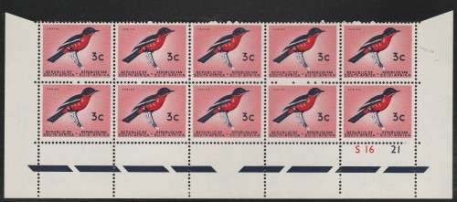 RSA 1961 1ST DEF 3c MNH EXTENDED CONTROL BLOCK OF 10 SACC 213