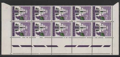RSA 1961 1ST DEF 2and1/2c MINT RIGHT MARGINAL BLOCK OF 10 SACC 201b