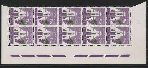 RSA 1961 1ST DEF 2and1/2c MINT RIGHT MARGINAL BLOCK OF 10 SACC 212a PANE A