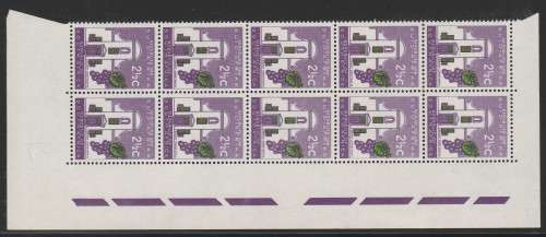 RSA 1961 1ST DEF 2and1/2c MINT RIGHT MARGINAL BLOCK OF 10 SACC 212a PANE B