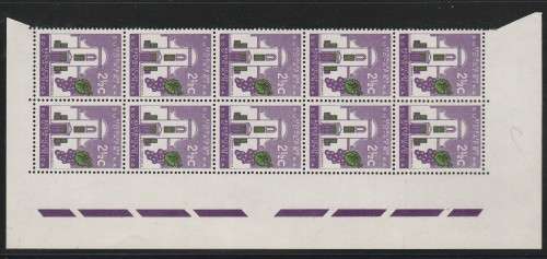 RSA 1961 1ST DEF 2and1/2c MINT RIGHT MARGINAL BLOCK OF 10 SACC 212a PANE C