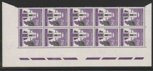 RSA 1961 1ST DEF 2and1/2c MINT RIGHT MARGINAL BLOCK OF 10 SACC 212a PANE D