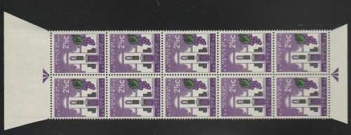 RSA 1963 1ST DEF 2and1/2c MNH ARROW BLOCK OF 10 SACC 212c PANE A GREEN TONED PAPER