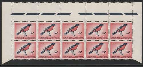 RSA 1963 1ST DEF 3c MNH TOP MARGINAL BLOCK OF 10 SACC 213a