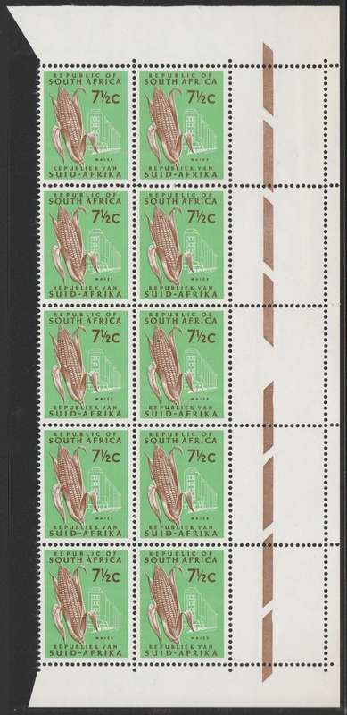RSA 1967 1ST DEF 7and1/2c MNH RIGHT MARGINAL BLOCK OF 10 SACC 268