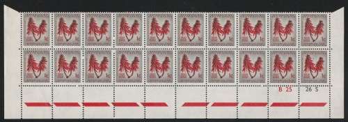 RSA 1961 1ST DEF 1c MNH EXTENDED CONTROL BLOCK B OF 20 SACC 198