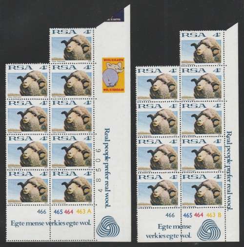 RSA 1972 1ST DEF 4c MNH EXTENDED CONTROL BLOCKS OF 9 PANES A and B SACC 322 WITH LABELS