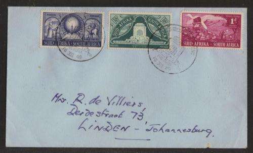 UNION SA 1949 INAUGURATION VOORTREKKER MONUMENT COM COVER WITH SPECIAL D/S 6/12/49