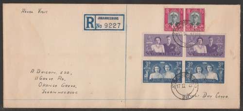 UNION SA 1947 ROYAL VISIT REGISTERED PRIVATE FDC