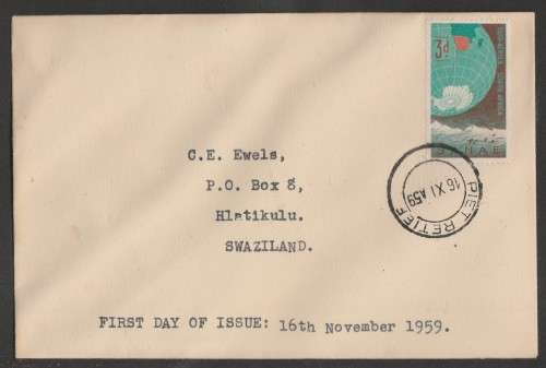 UNION SA 1959 ANTARCTIC EXPEDITION PRIVATE FDC ADDRESSED TO HLATIKULU